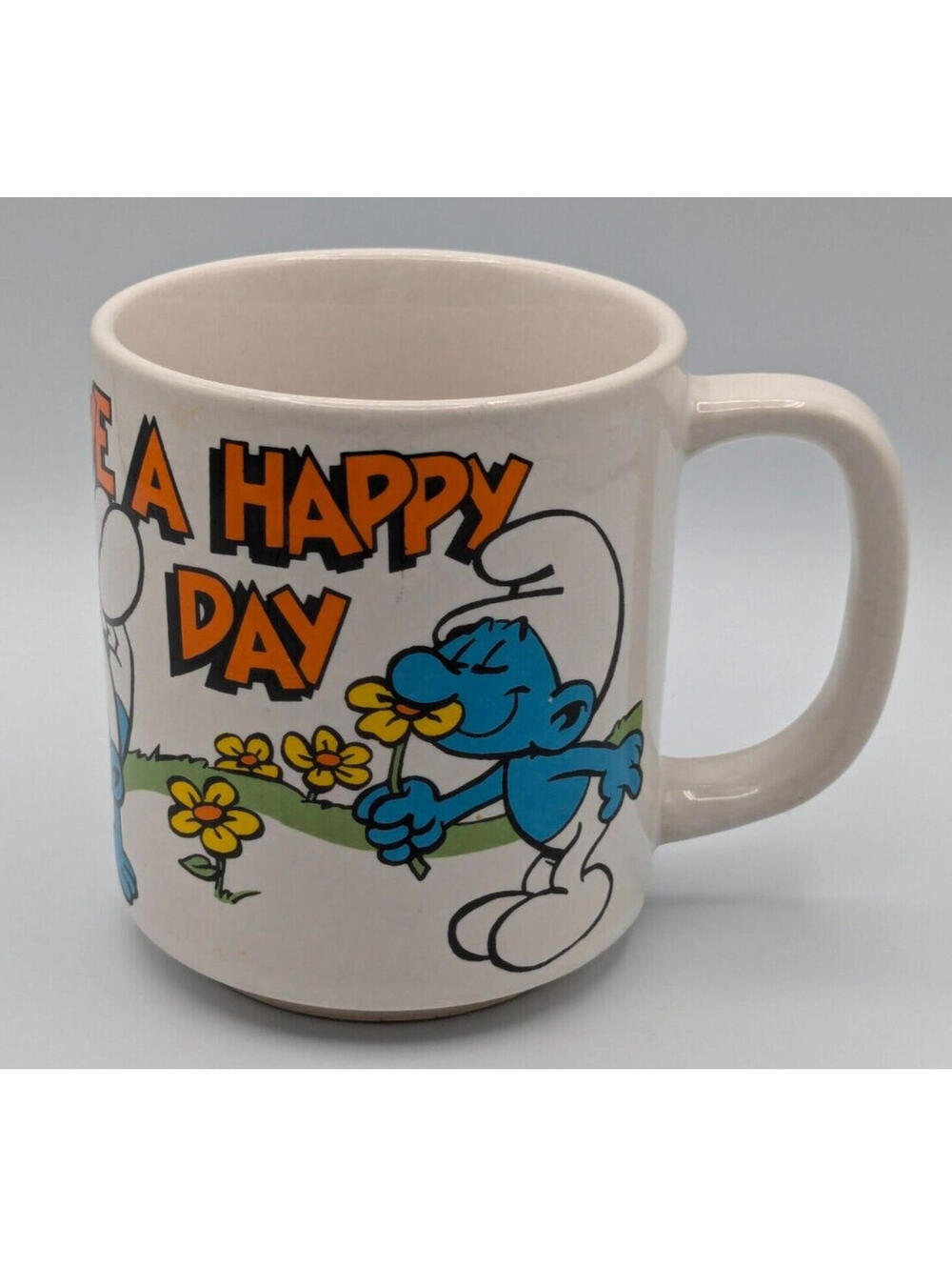 Vintage 1981 Smurf "Have a Happy Day!" Mug